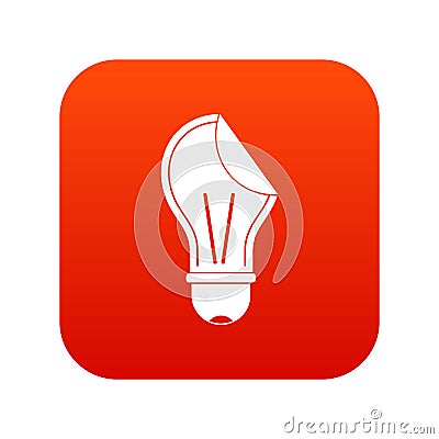 Bulb sticker icon digital red Vector Illustration