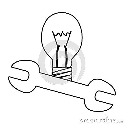 bulb wrench work Cartoon Illustration