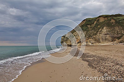 Bulberg, limestone rock at the west coast of Denmark. Stock Photo