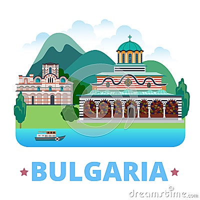 Bulgaria country design template. Flat style vecto Vector Illustration