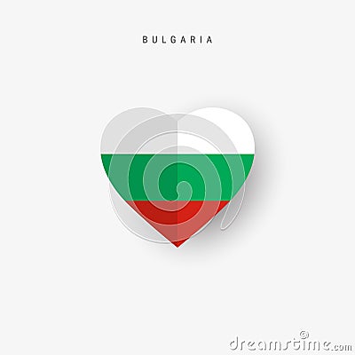 Bulgaria heart shaped flag. Origami paper cut Bulgarian national banner Vector Illustration