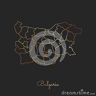 Bulgaria region map: golden gradient outline Vector Illustration