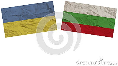 Bulgaria and Ukraine Flags Together Paper Texture Illustration Stock Photo