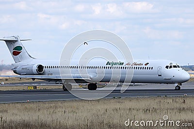 Bulgarian Air Charter jet doing taxi in airport, Munich Airport MUC Editorial Stock Photo