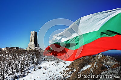 Bulgarian flag on Shipka Stock Photo