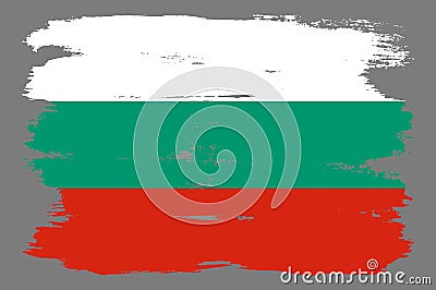 Bulgarian flag with red green white tricolor stripes. Vector Illustration