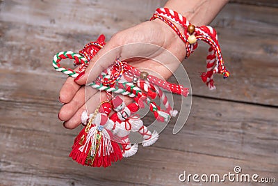 Bulgarian traditional spring Baba Marta holiday, backdrop Stock Photo