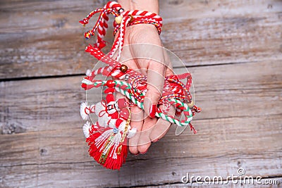 Bulgarian traditional spring Baba Marta holiday, backdrop Stock Photo