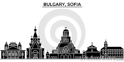 Bulgary, Sofia architecture vector city skyline, travel cityscape with landmarks, buildings, isolated sights on Vector Illustration