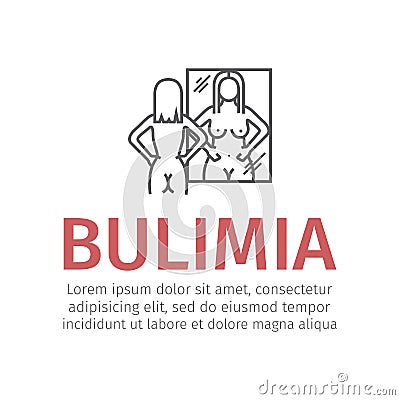Bulimia, anorexia. Line icon. Vector sign. Vector Illustration