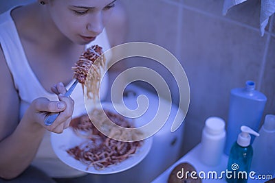 Bulimic with sense of guilt Stock Photo