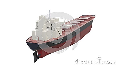 Bulk Carrier big cargo ship isolated 3d rendering Cartoon Illustration