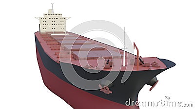Bulk Carrier big cargo ship isolated 3d rendering Cartoon Illustration