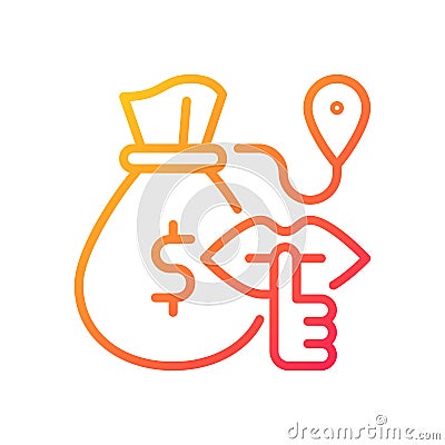 Bulk cash smuggling gradient linear vector icon Vector Illustration