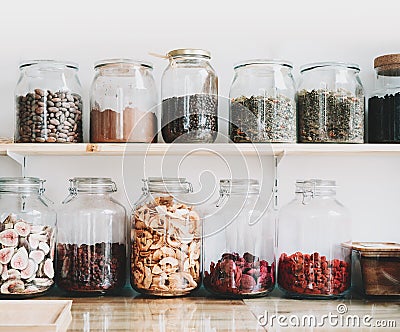 Bulk foods storage at low zero waste lifestyle Stock Photo