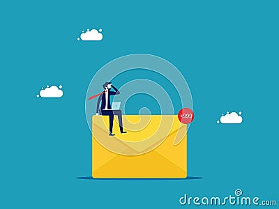 Bulk messaging with breaking news. Businessman headache with a lot of information Vector Illustration