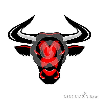 Red angry bull icon. Vector Illustration