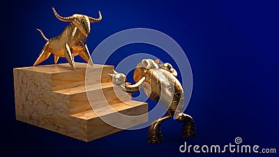 Bull bear gold 3d rendering for business content Stock Photo