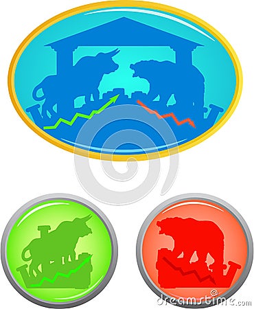 Bull and bear icon set Vector Illustration