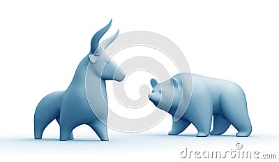 Statuettes of a Bull And a Bear Stock Photo