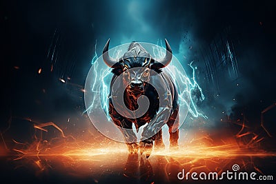 Bull Beautiful Unique Illustration. Generative AI Stock Photo