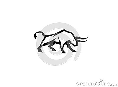 Bull and buffalo attack with horns for logo design illustration Cartoon Illustration