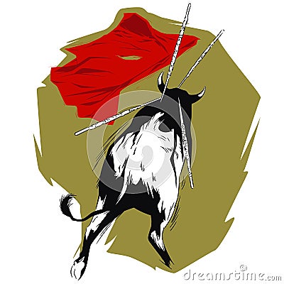 Bull on bullfight. Illustration for internet and mobile website Vector Illustration