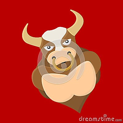 Bull character Vector Illustration