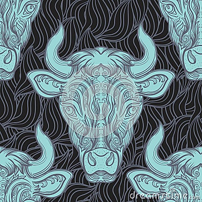 Bull decorative pattern ellement. Stock Photo