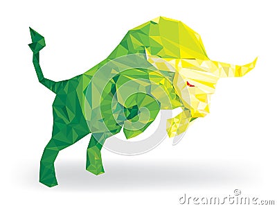 Bull geomatric pattern lowpolygon, Bullish symbols on stock mark Cartoon Illustration