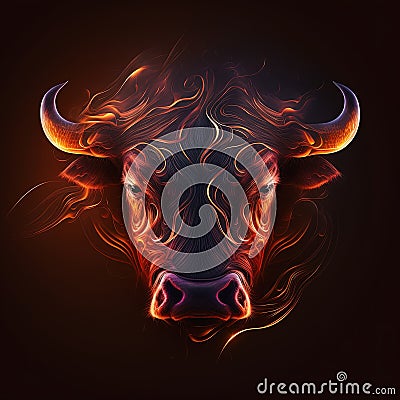 Bull head on black background. Market, crypto currency or stocks trading concept Stock Photo