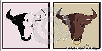 Bull head mascot. Symbol Texas. Mexico tradition with bull Vector Illustration