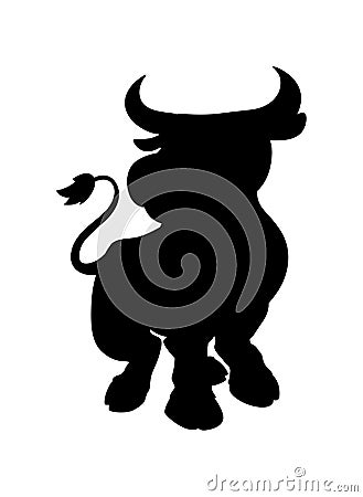 Bull horned animal silhouette farm icon. Isolated flat illustration Vector Illustration