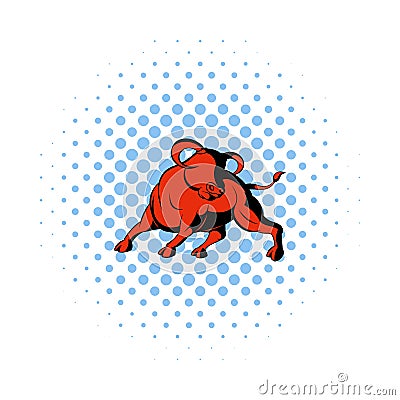Bull icon in comics style Vector Illustration