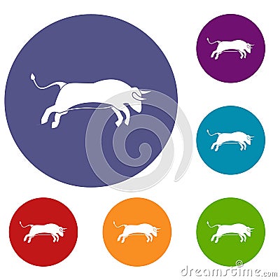 Bull icons set Vector Illustration
