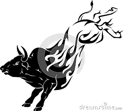 Bull Kick Flame Vector Illustration