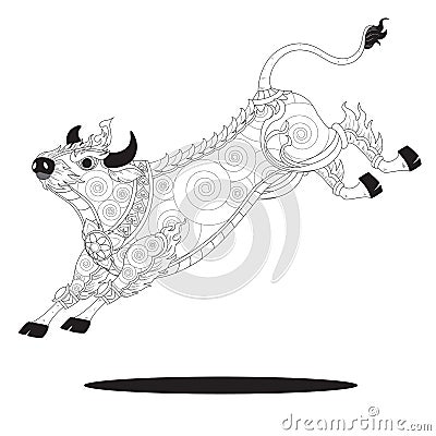 Bull line art Vector Illustration