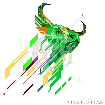 Bull line art graphic for illustrator logo geomatric pattern, Stock market Bullish up trend Vector Illustration