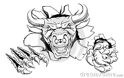 Bull mascot breakthrough Vector Illustration