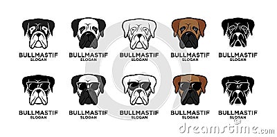 Bull Mastiff head dog logo design Vector Illustration