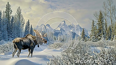 Bull moose in Grand Teton National Park Stock Photo