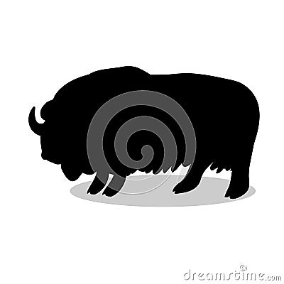 Bull musk ox mammal black silhouette animal Vector Illustration