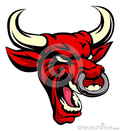 Bull Red Mean Animal Mascot Vector Illustration