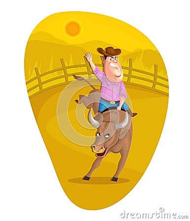 Bull Rider Vector Illustration