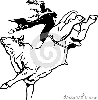 Bull Rider Illustration Vector Illustration