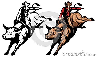 Bull riding Vector Illustration