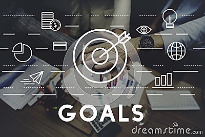 Bull`s Eye Goal Mission Icon Graphics Concept Stock Photo