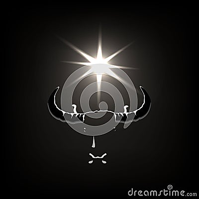 Bull silhouette on black background Vector Illustration