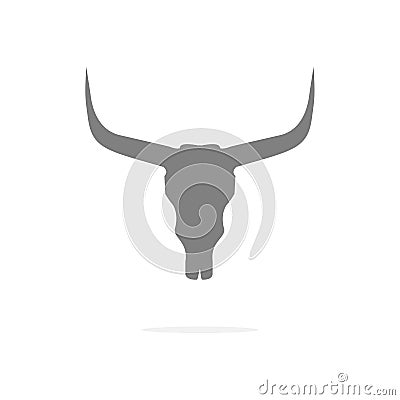 Bull skull icon. Buffalo head vector illustration isolated on white. Cartoon Illustration