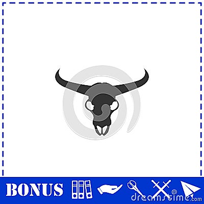 Bull skull icon flat Vector Illustration